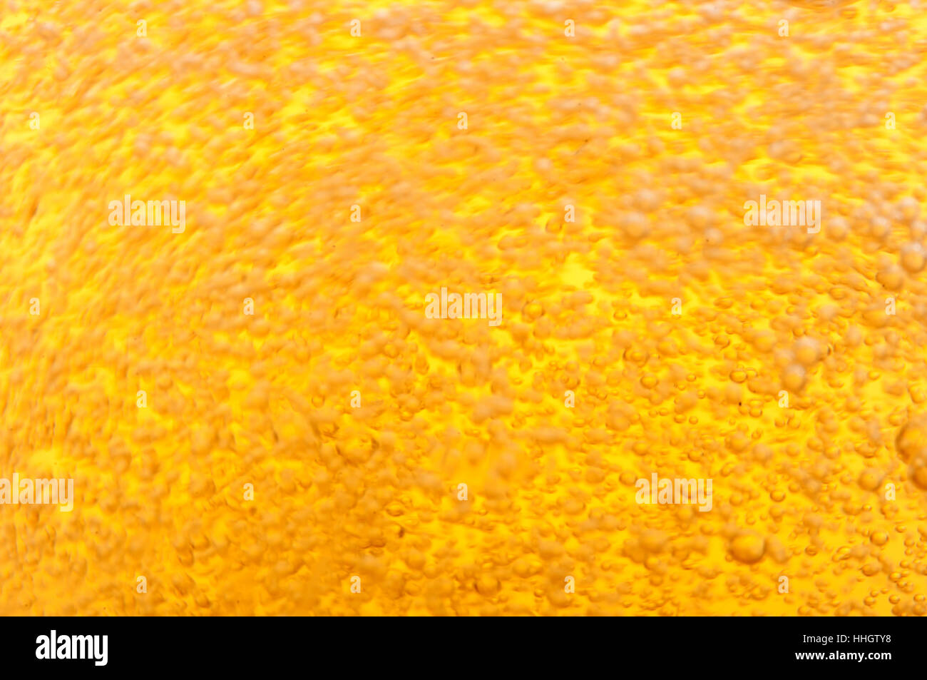 Closeup, alcool, schiuma, Golden, bolle, drop, birra rinfrescante, bevande, Foto Stock