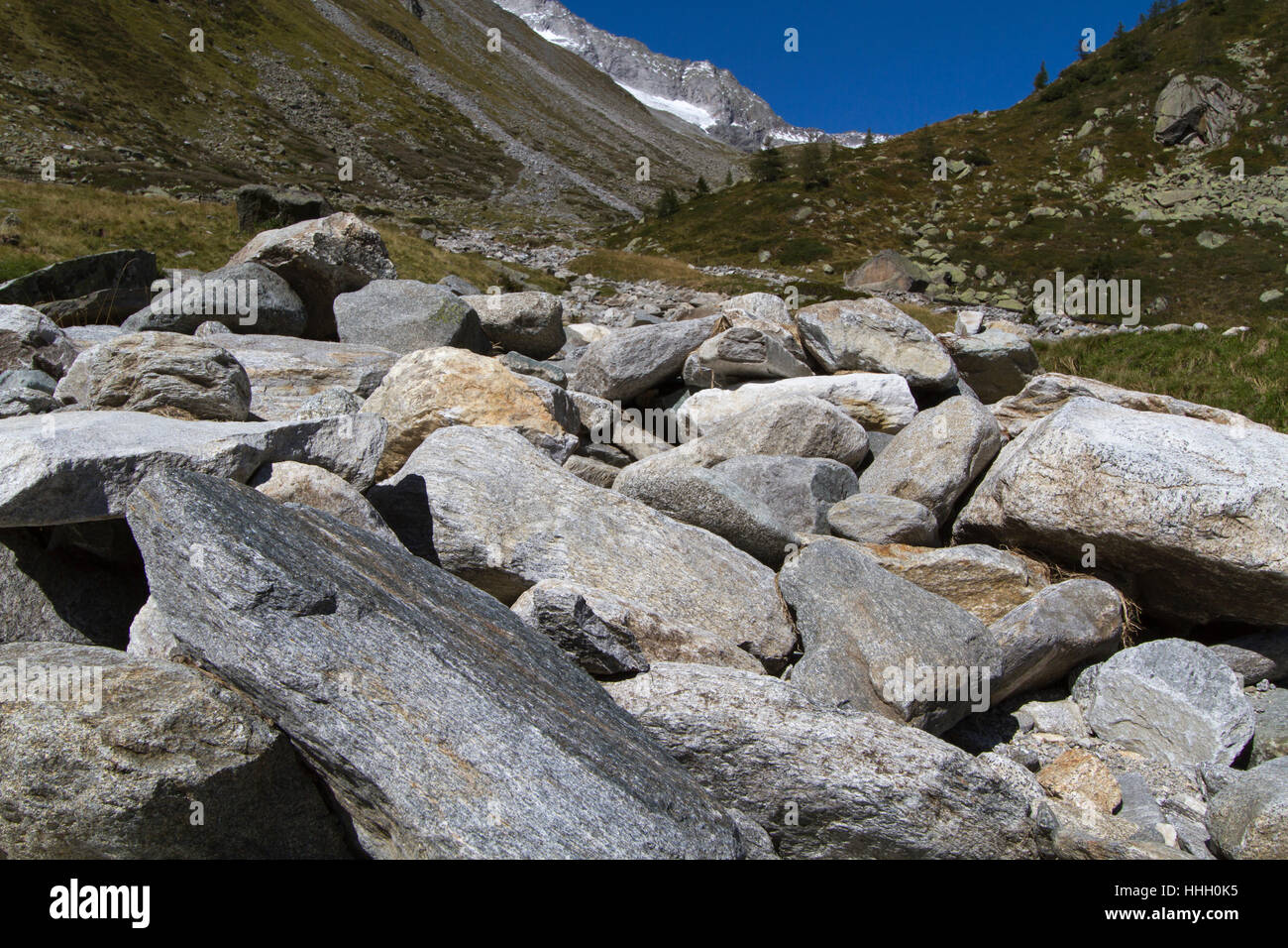 Alpi, grande, in gran parte, rock hard, dimensione, boulder, colossally, montagna, pietre, Foto Stock