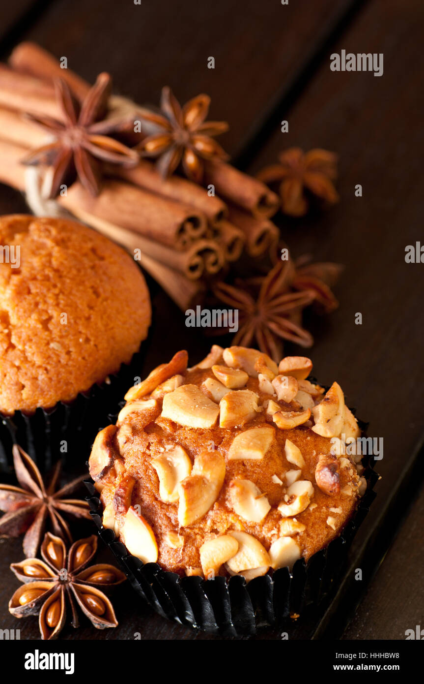 Hot, spezie, prodotti dolciari, confectinery, muffin, cinamon, cannella, cibo, Foto Stock