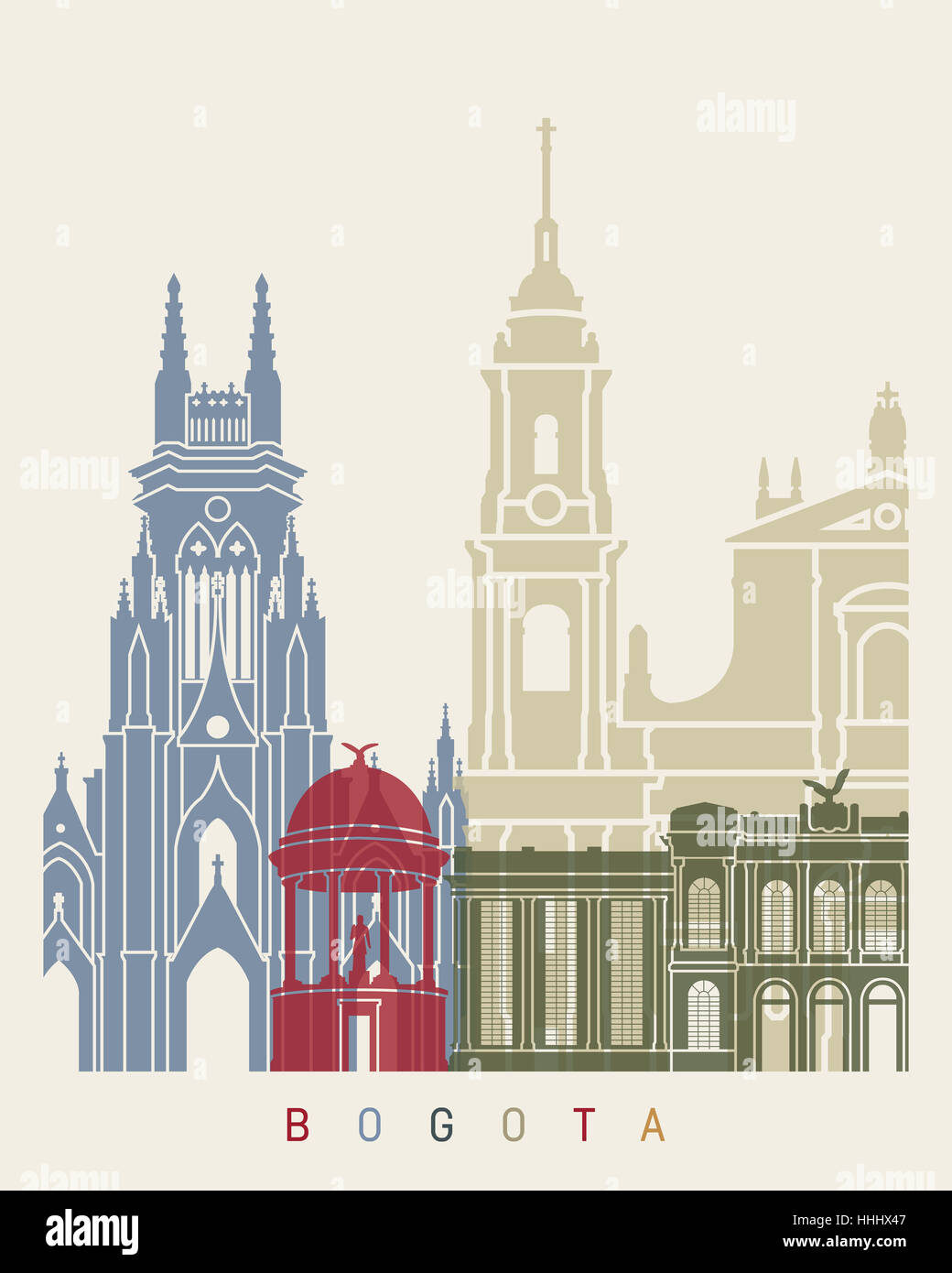Bogotà skyline poster in formato vettoriale modificabile file Foto Stock