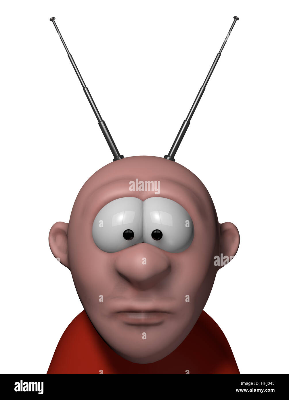 Antenna, telescopio, funny, cartoon, televisione, ricevimento, reception, uomo, testa, Foto Stock