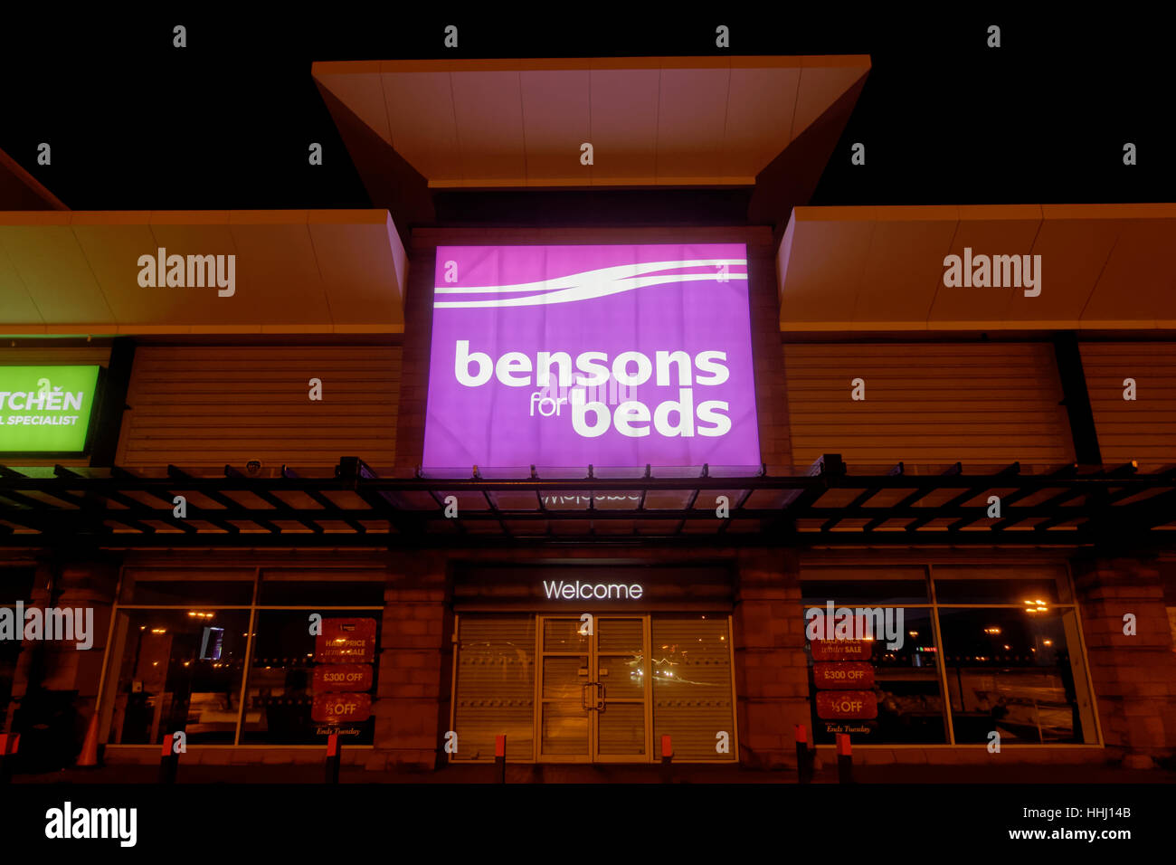 Bensons per letti segno di notte Great Western Retail Park Foto Stock