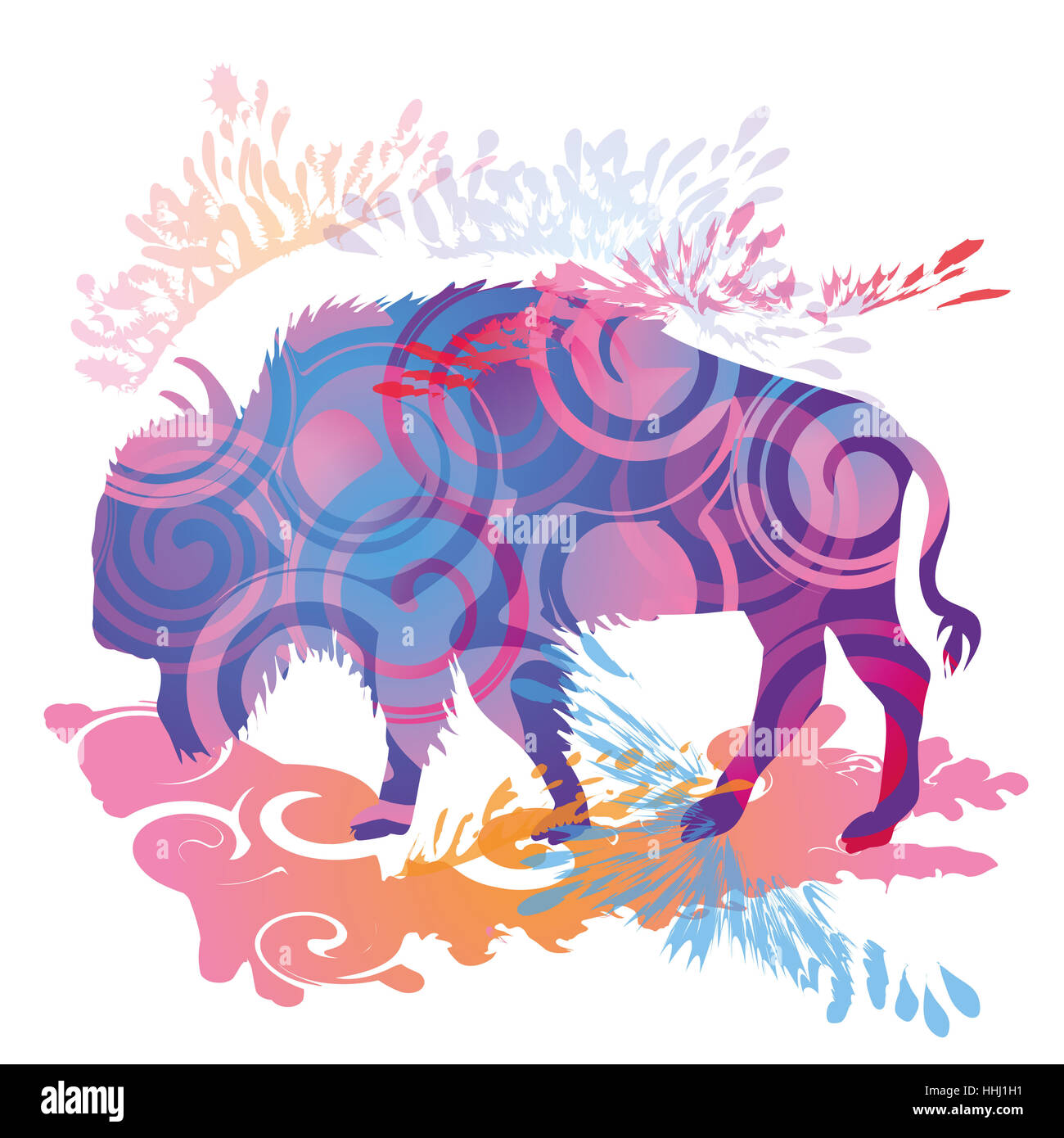 Parco nazionale di Bull, bisonti, periled, Buffalo, pascoli, pericolose, Foto Stock