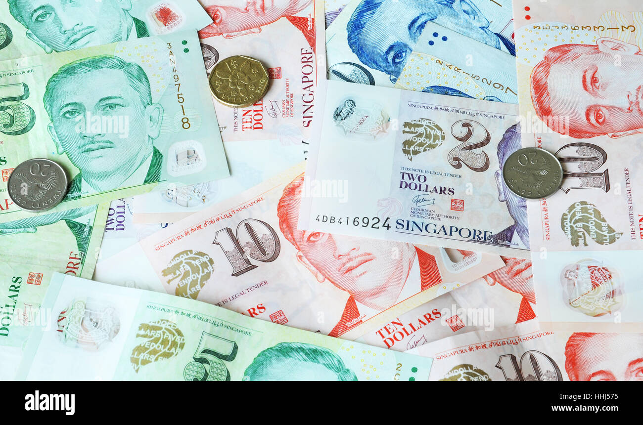 Dollaro, Dollari di Singapore, banconote, valuta estera, varietà, dollaro, Foto Stock