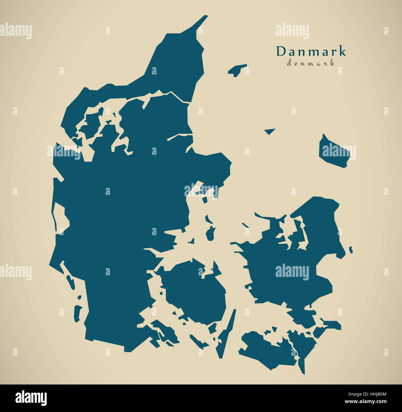 Mappa moderno - Danimarca silhouette di paese illustrazione DK Foto Stock