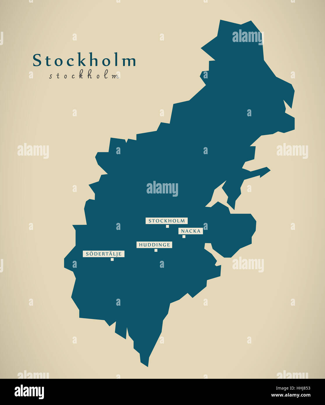 Mappa moderno - Stoccolma Svezia se illustrazione Foto Stock