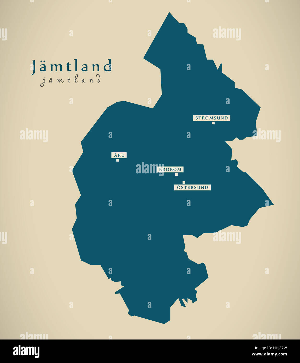 Mappa moderno - Svezia Jamtland se illustrazione Foto Stock