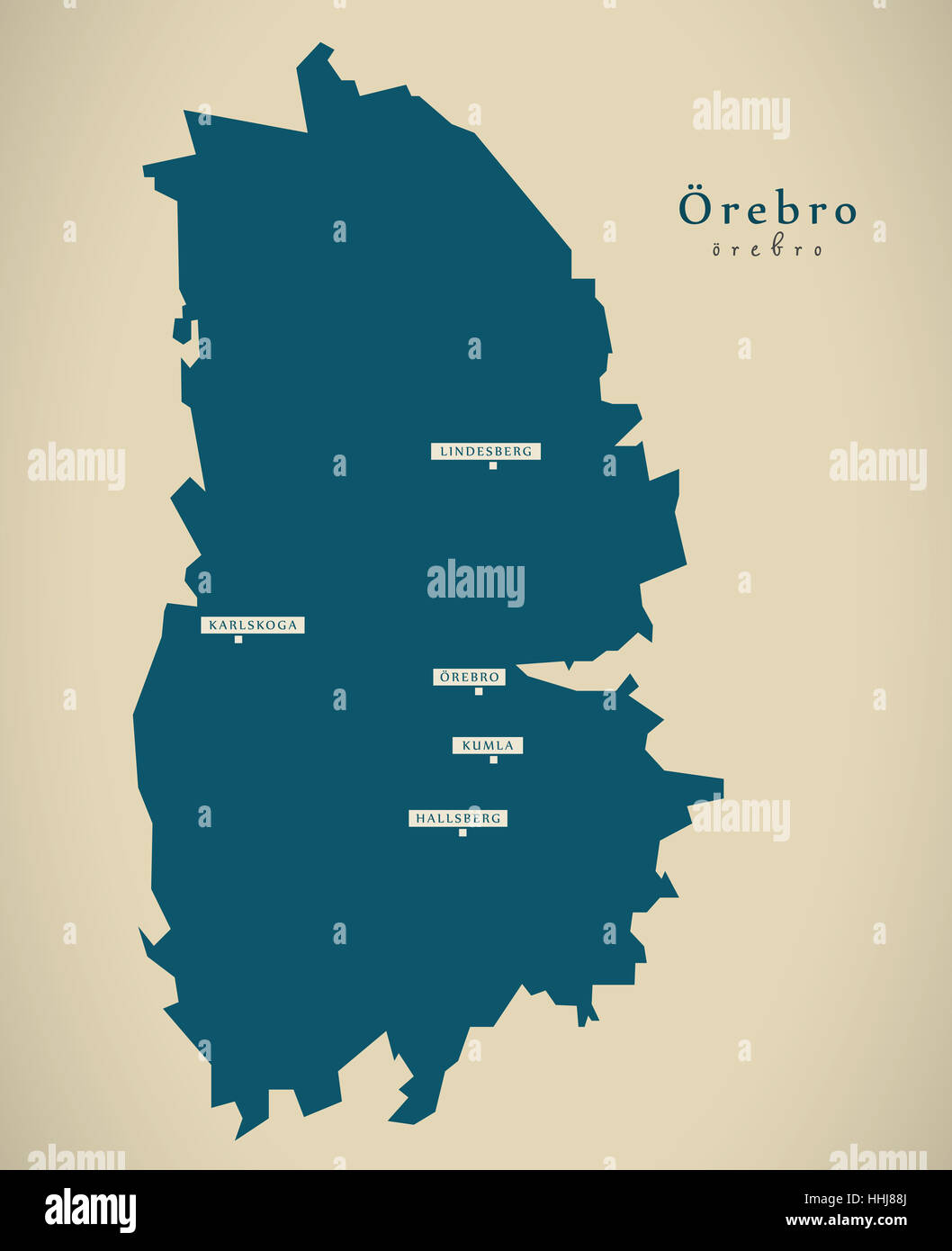 Mappa moderno - Orebro Svezia se illustrazione Foto Stock