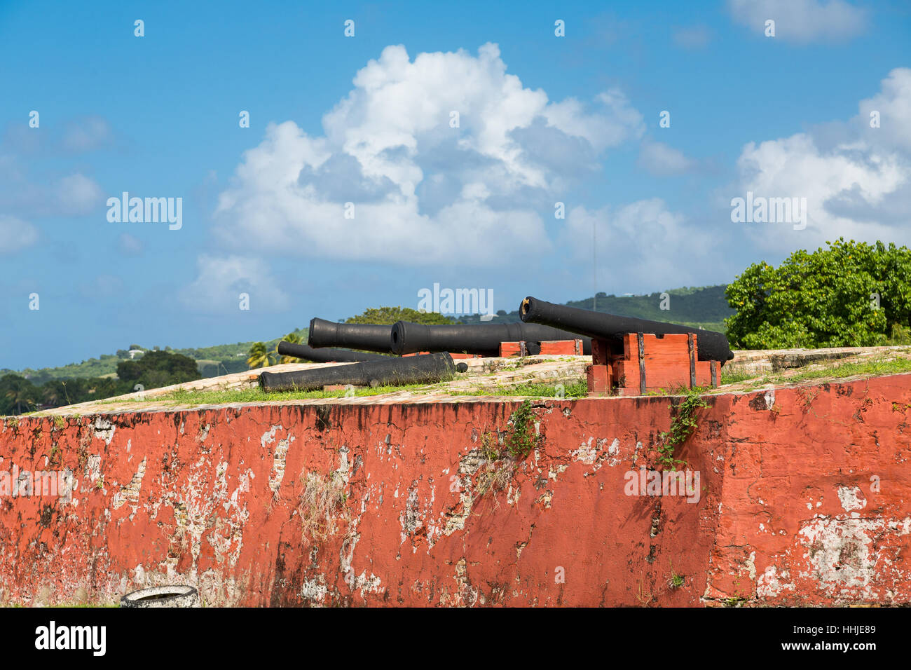 Old fort rosso sull'isola caraibica di ST CROIX Foto Stock