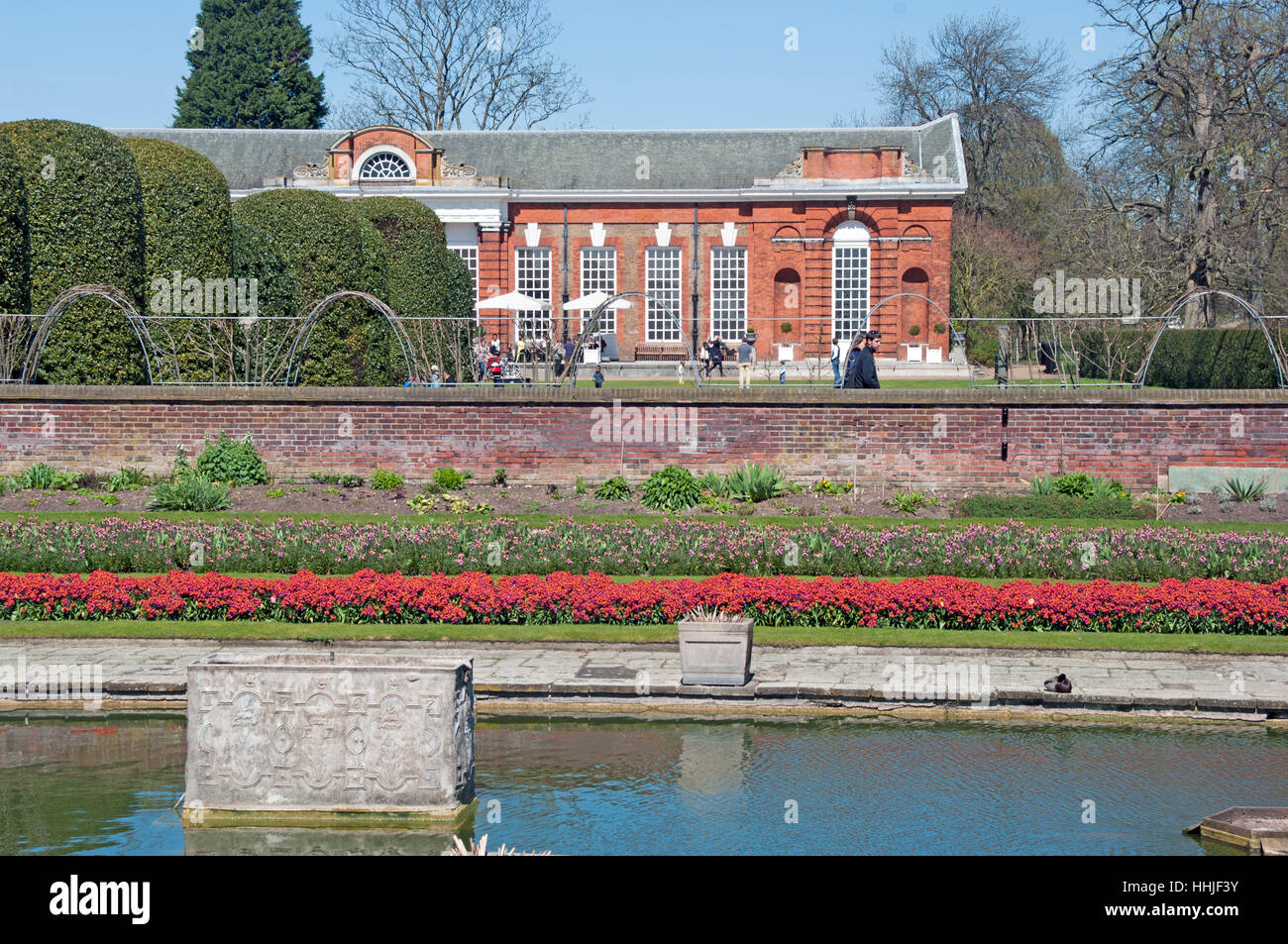 Aranciera da affondata giardino, Kensington Palace, Hyde Park, Londra, Inghilterra Foto Stock