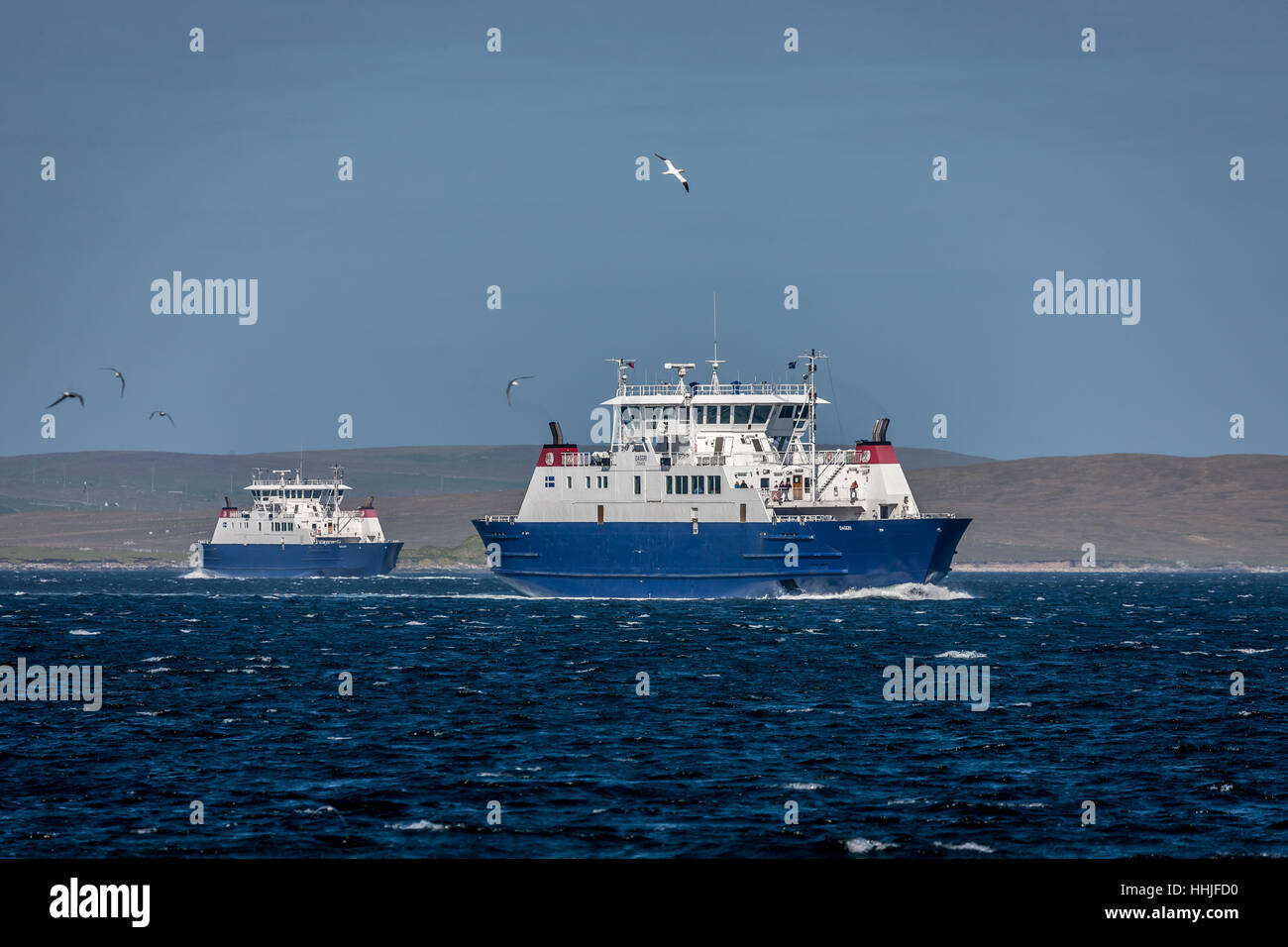 Traghetti a Toft, Continentale, le isole Shetland, Scotland, Regno Unito Foto Stock