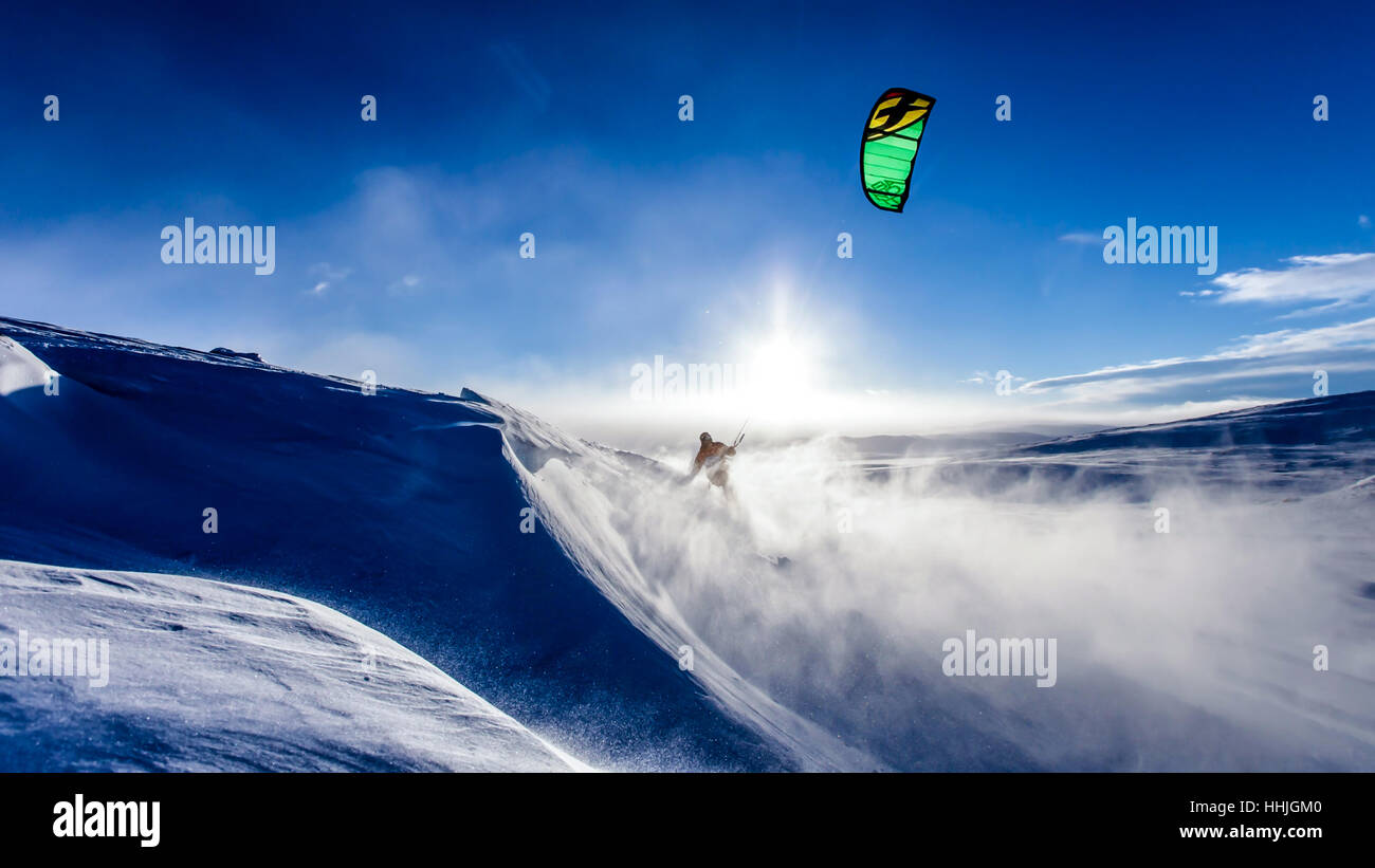 Sci in sacco di neve Foto Stock