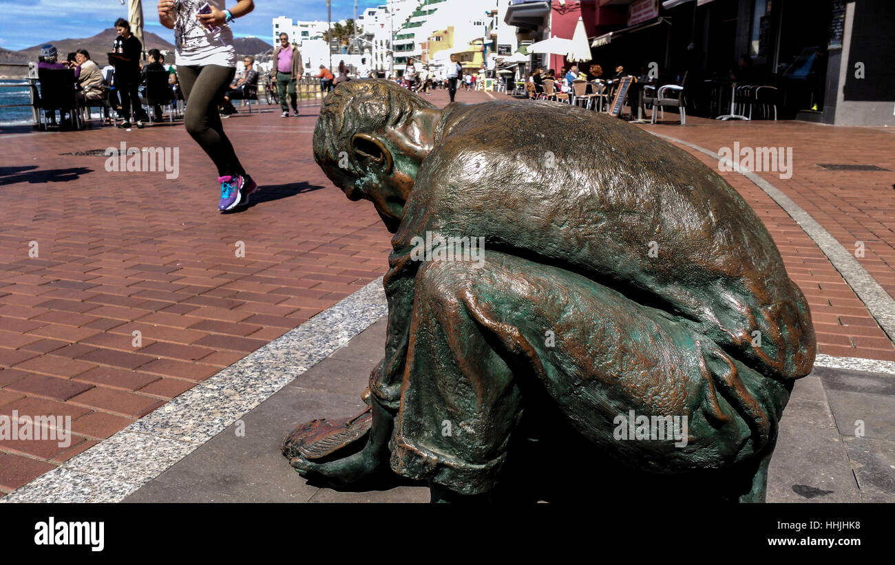 Statua in bronzo al Paseo de las canteras, Las Palmas. Foto Stock