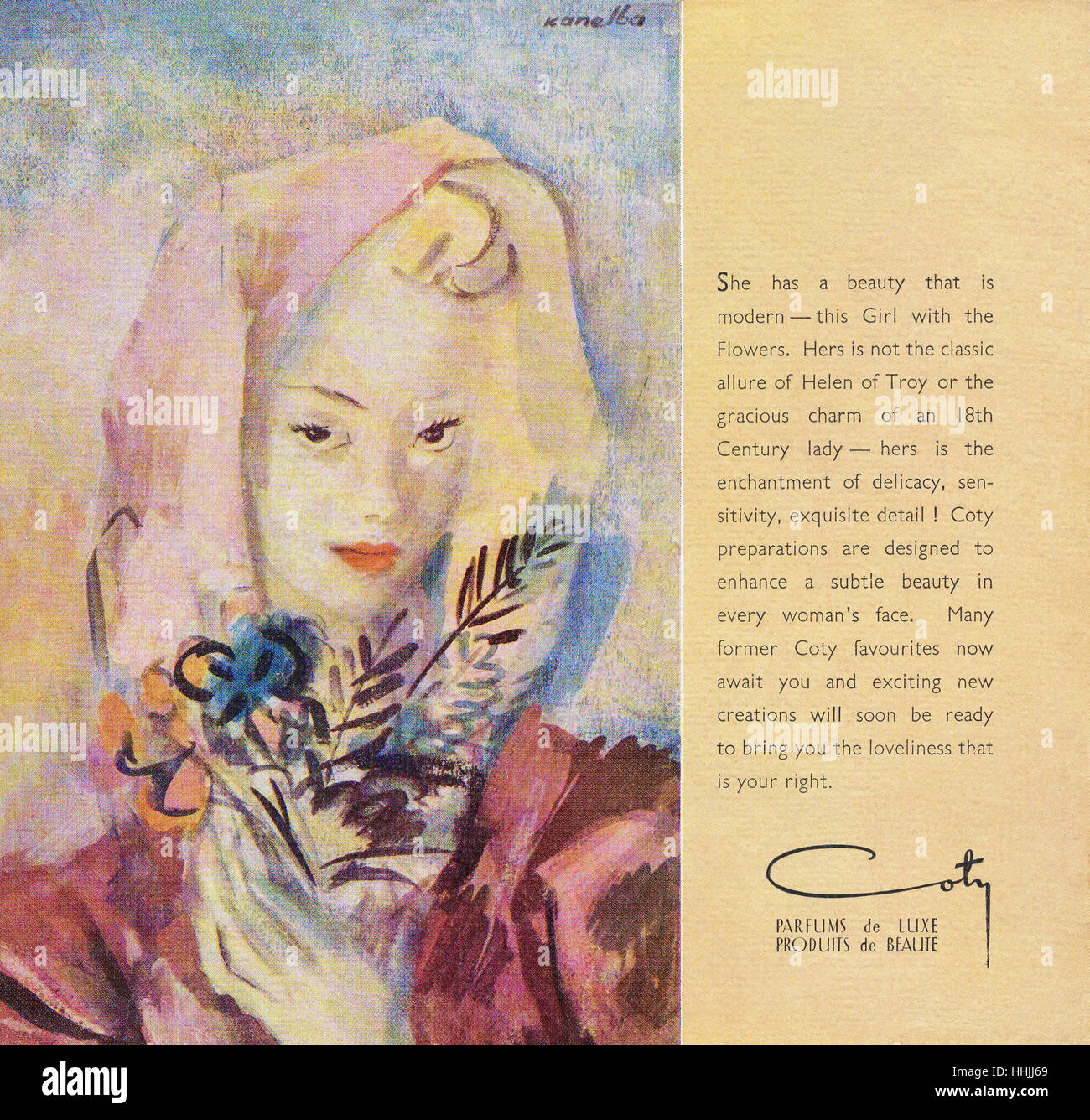 1946 British pubblicità per Coty profumi Foto Stock