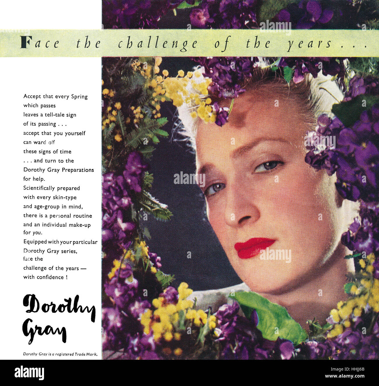 1946 British pubblicità per Dorothy Gary cosmetici. Foto Stock
