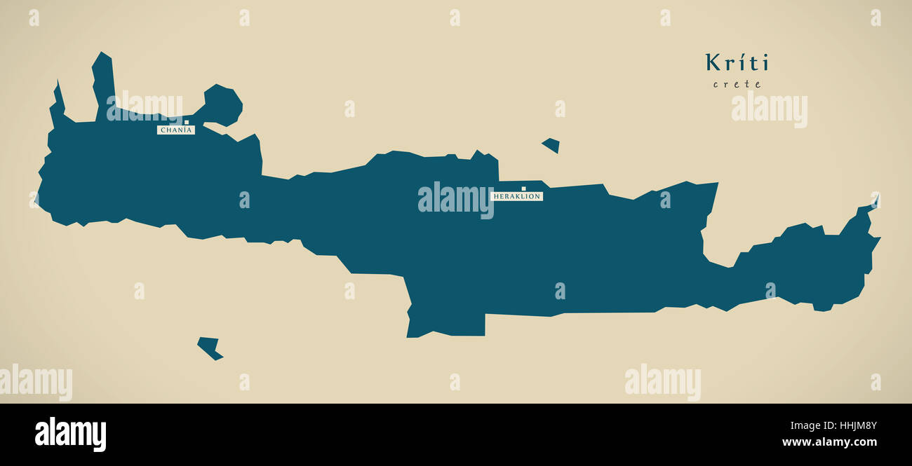 Mappa moderno - Kriti Grecia GR illustrazione Foto Stock