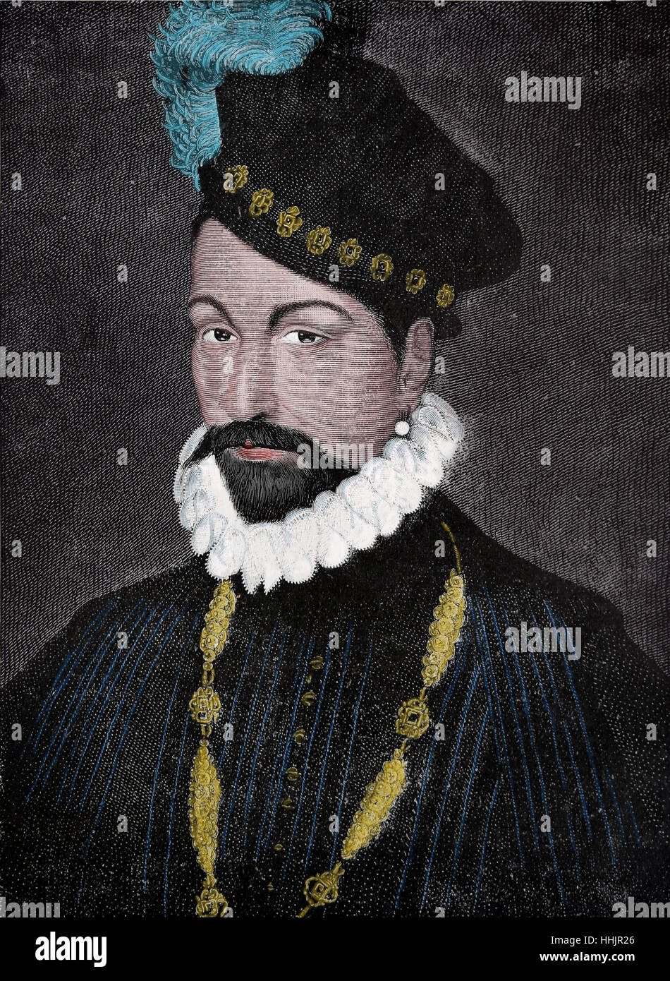 Carlo IX di Francia (1550-1574). Il monarca della Casa di Valois. Incisione, 1884. Ritratto. Foto Stock
