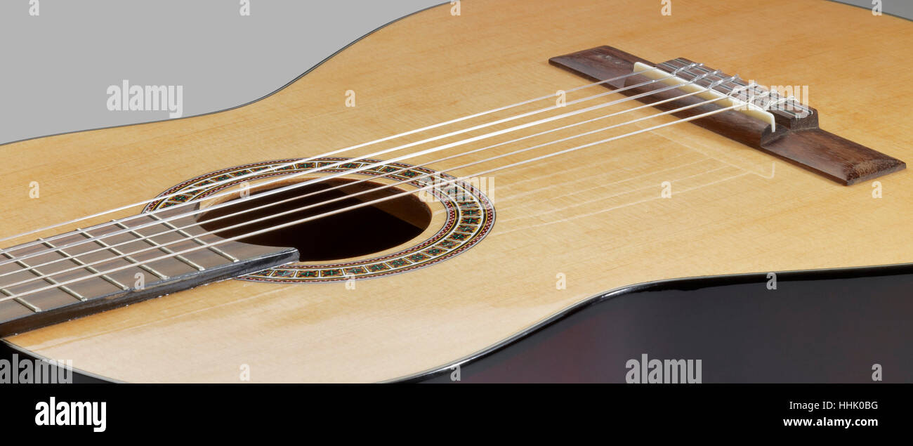 Chitarra e chitarra, misurare, strumento, metodo, corpo, macro, Foto Stock