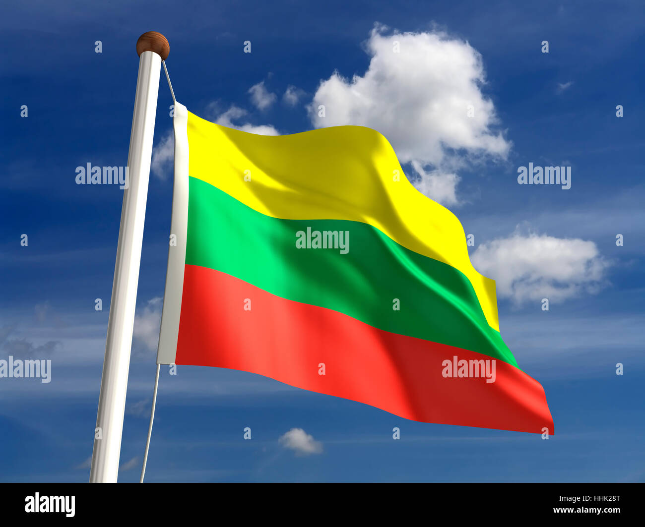 Verde, cloud, stream, bandiera, polo, giorno, durante il giorno, Lituania, nessuno, Foto Stock