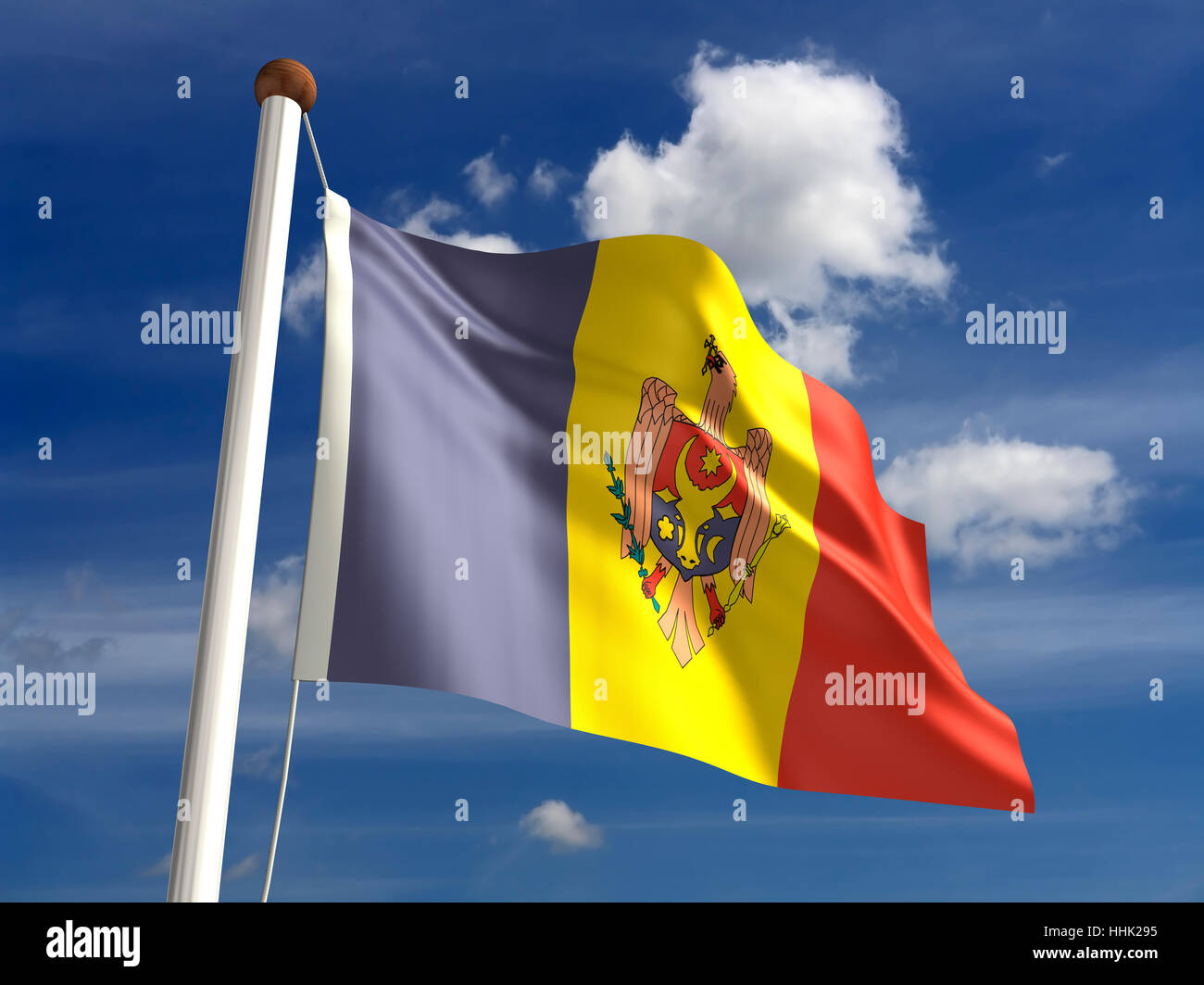 Blu, cloud, stream, bandiera, polo, giorno, durante il giorno, nessuno, unità, Foto Stock