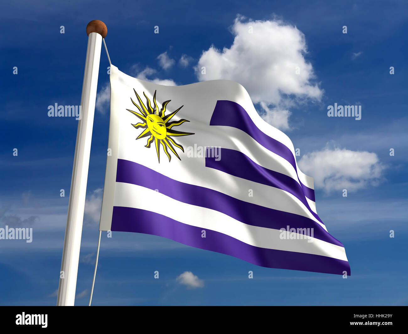 Blu, cloud, stream, bandiera, polo, giorno, durante il giorno, nessuno, unità, Foto Stock