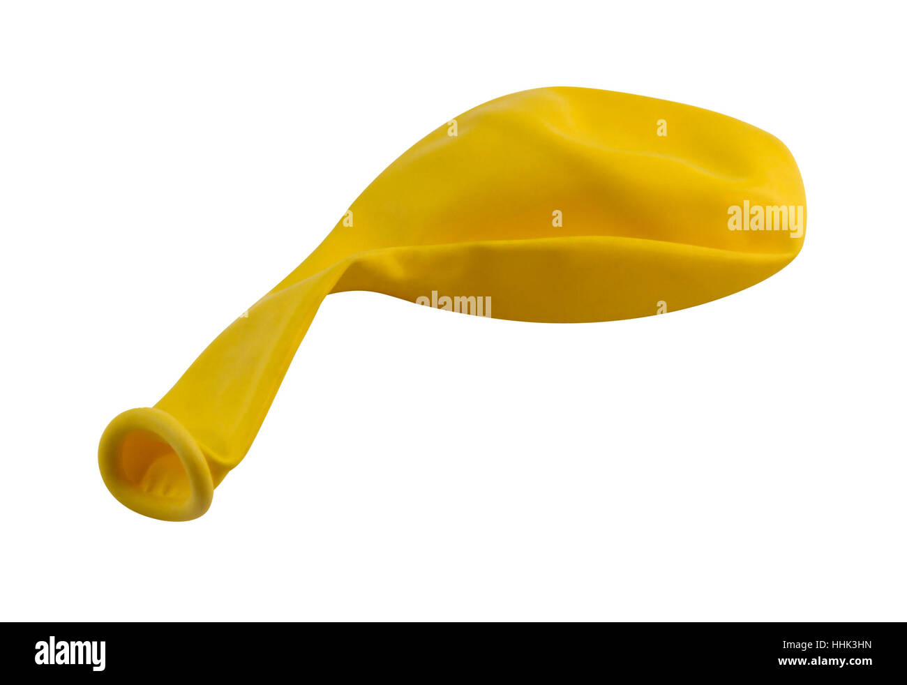 Studio fotografico di un riempimento ad aria palloncino giallo isolato su bianco con tracciato di ritaglio Foto Stock