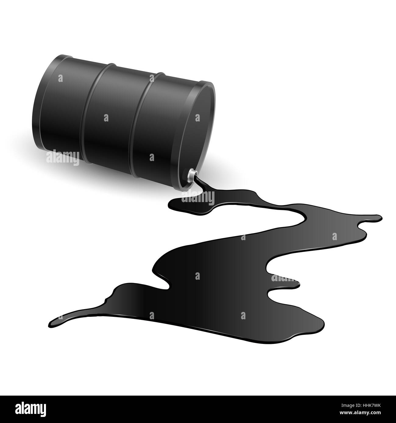 Canna con fuoriuscite di liquido nero. Illustrazione su bianco Foto Stock