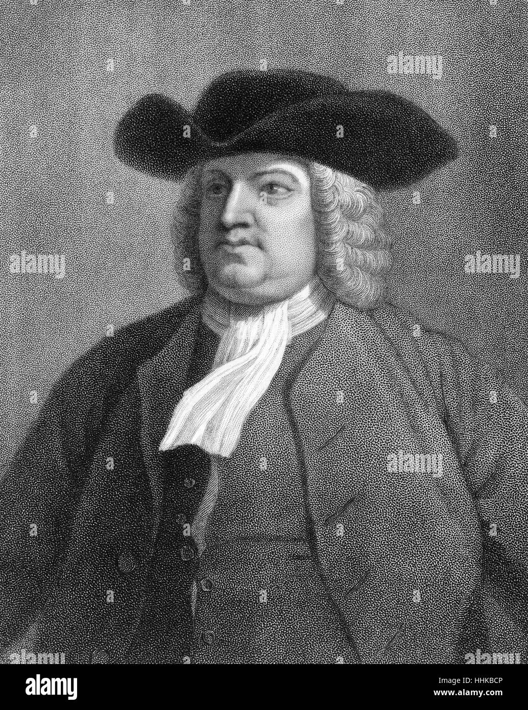 William Penn, 1644 - 1718, fondatore della colonia della Pennsylvania Foto Stock