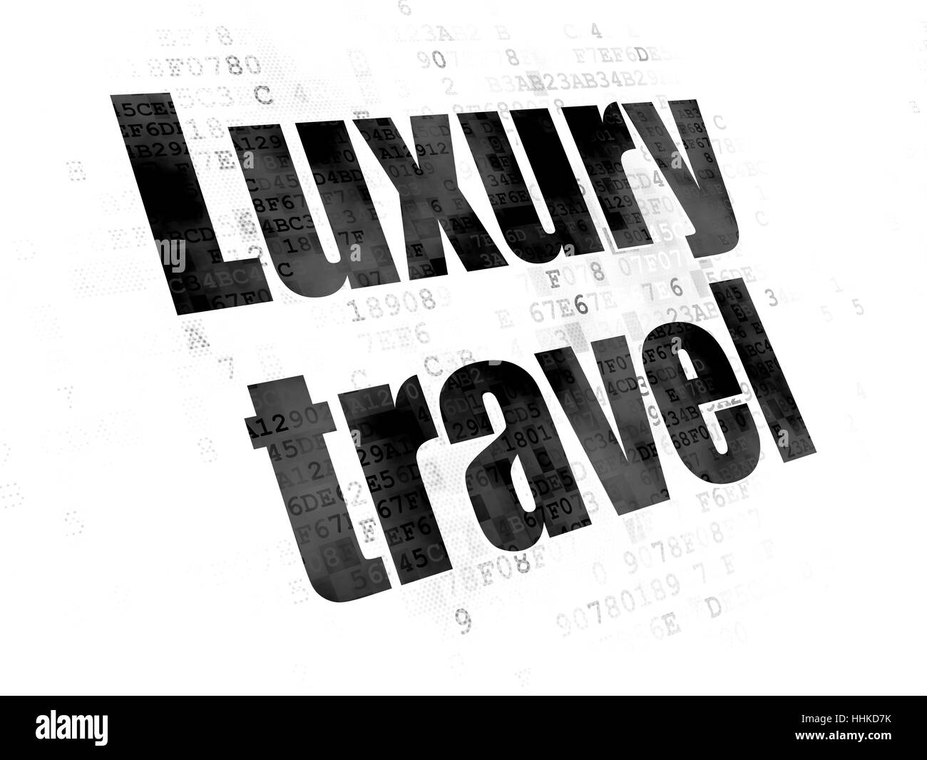 Concetto di vacanza: Viaggi di lusso su sfondo digitale Foto Stock