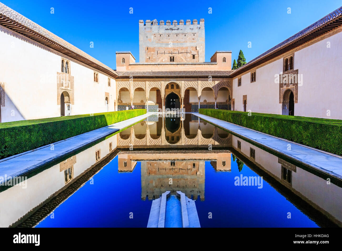 Alhambra di Granada, Spagna. Il Nasrid palazzi (Palacios Nazaríes) nell'Alhambra fortezza. Foto Stock