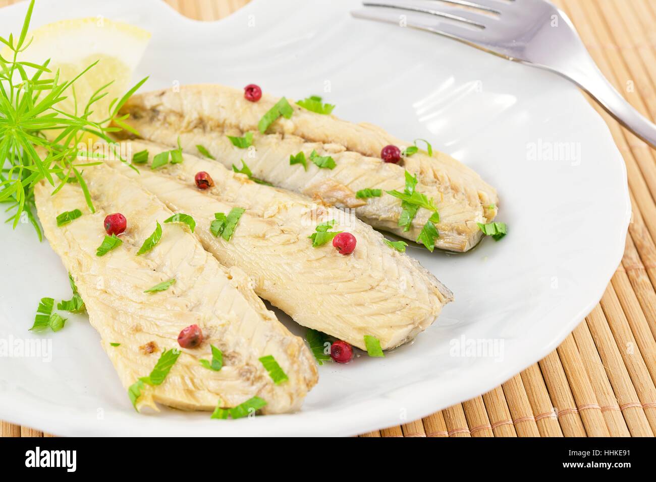 Angolo, pesce, antipasti, marinato, cibo, aliment, flusso, gastronomia, angolo, Foto Stock