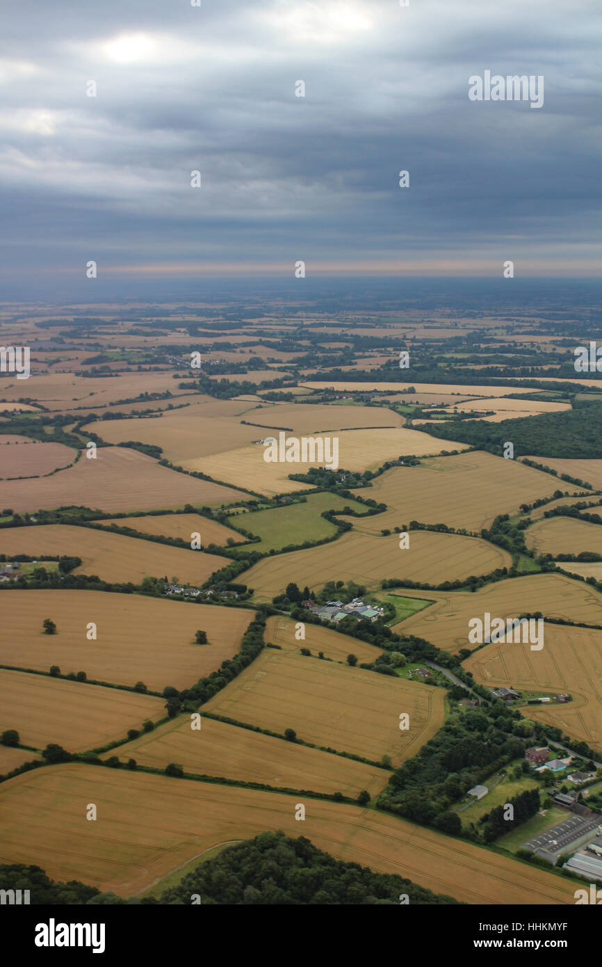 I campi in inglese visto dall'aria Foto Stock