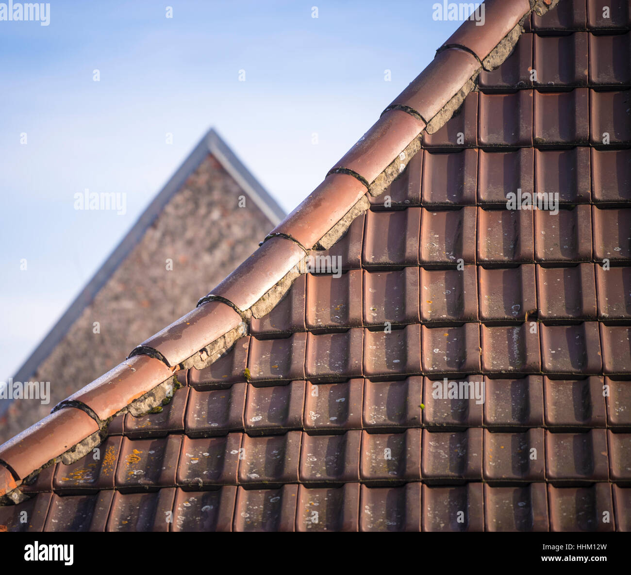 Interessante scena sul tetto con cielo pulito Foto Stock