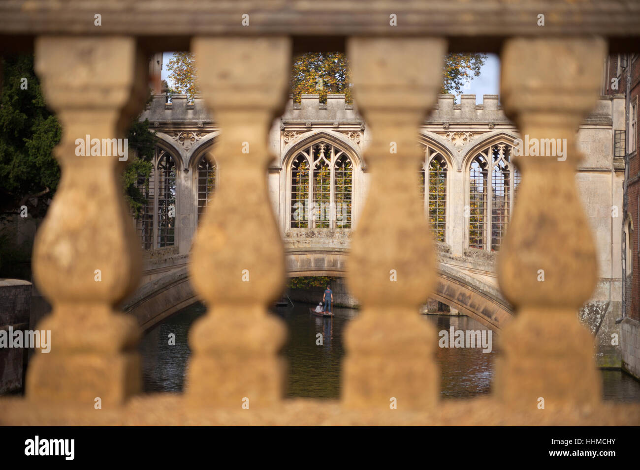 Ponte dei Sospiri dal ponte di Nettuno, Johns College, Università di Cambridge Foto Stock