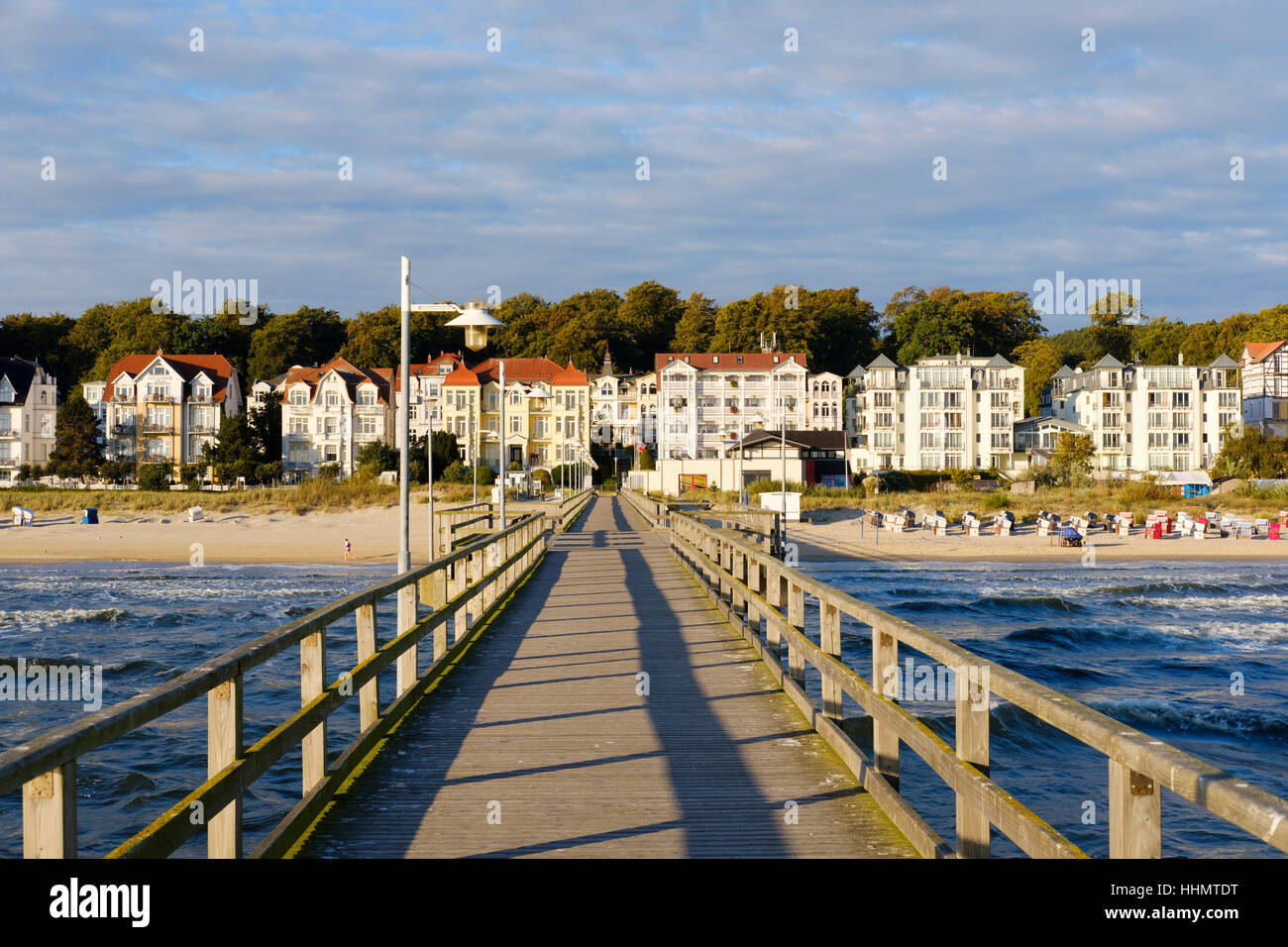 Pier a Seebad Bansin, località balneare, Usedom, Meclemburgo-Pomerania, Germania Foto Stock