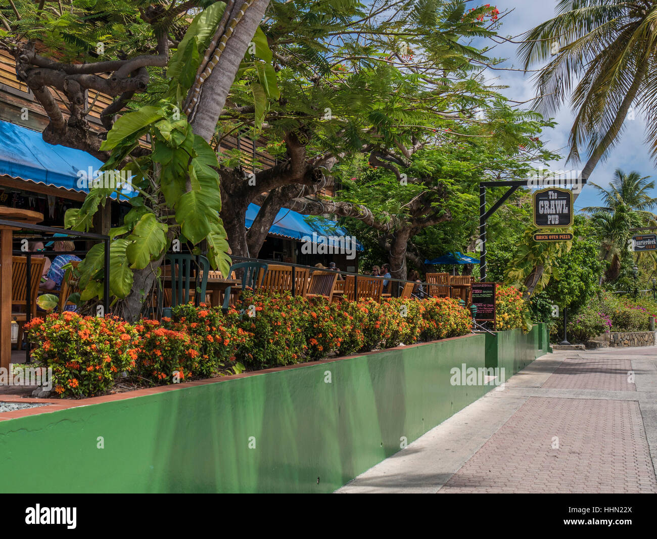 Il Pub Crawl, Bitter End Yacht Club di Virgin Gorda, Isole Vergini Britanniche. Foto Stock