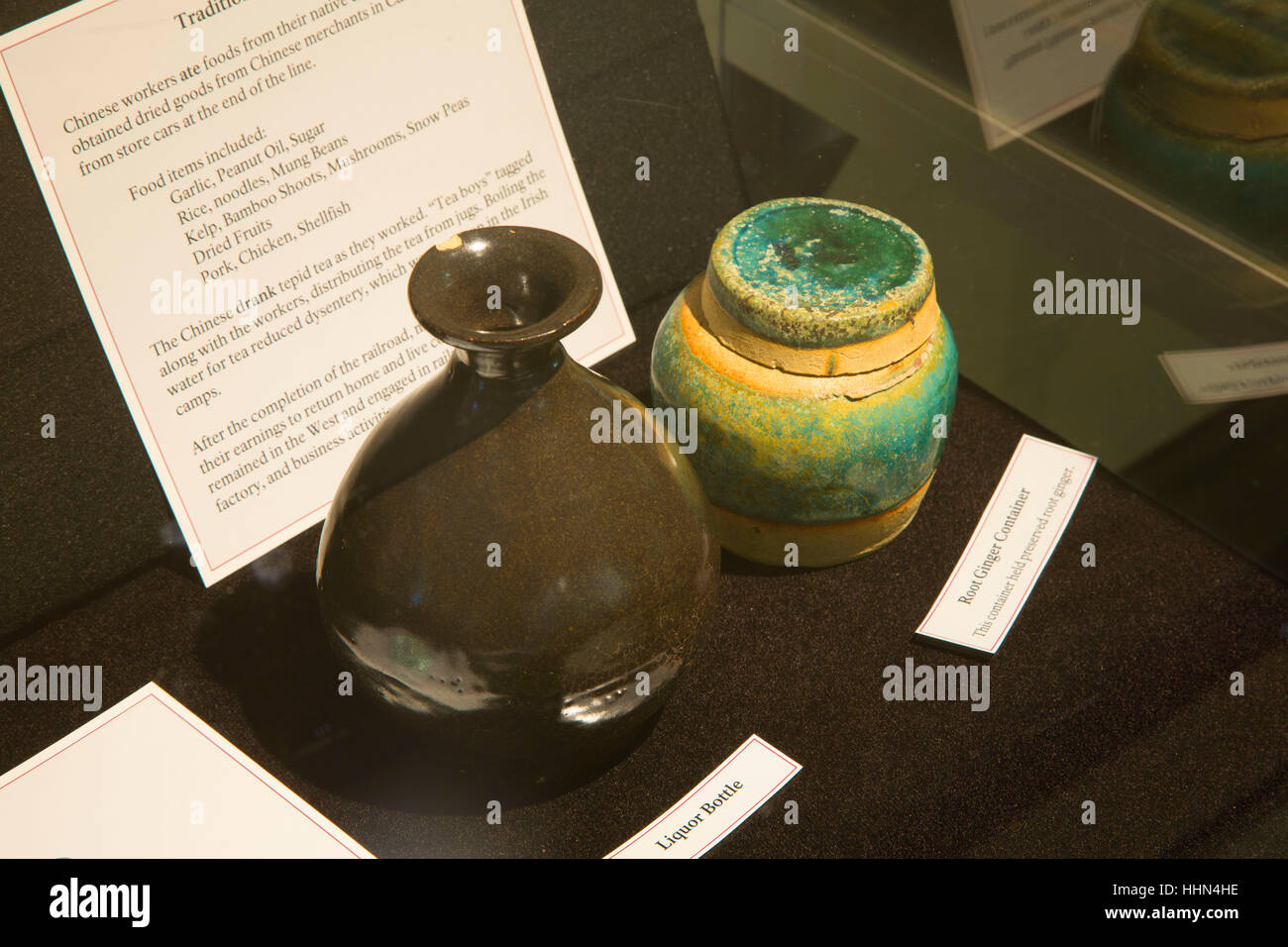 Centro visitatori bottiglia display, Golden Spike National Historic Site, Utah Foto Stock