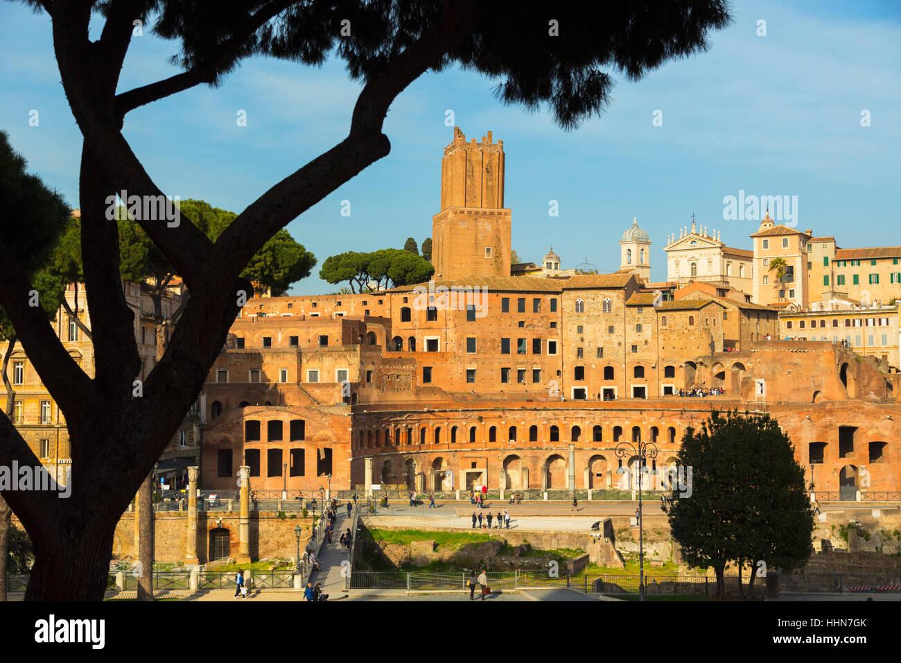 Roma, Italia. Il Foro di Traiano. Il centro storico di Roma è un sito Patrimonio Mondiale dell'UNESCO. Foto Stock