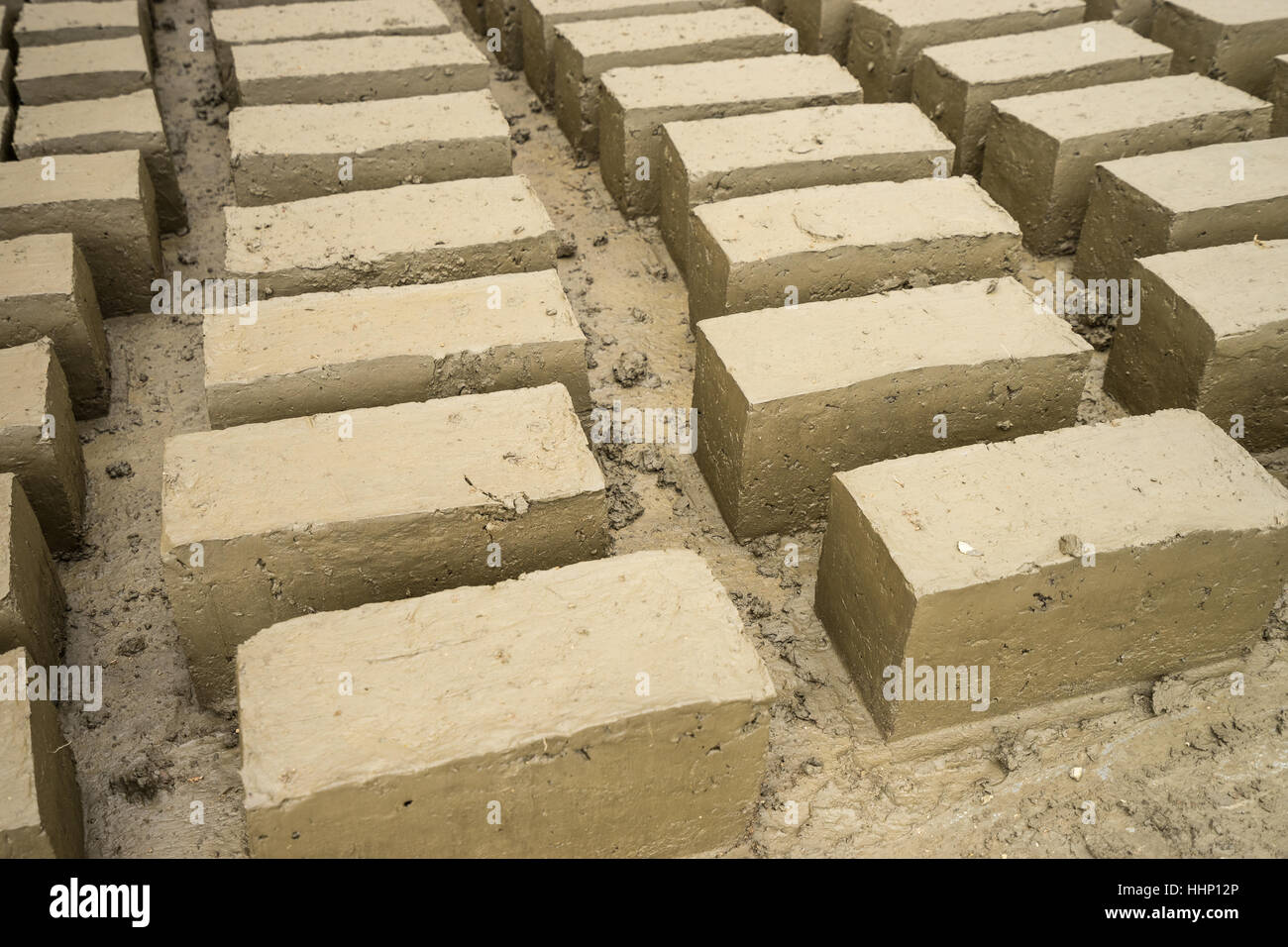 Argilla blocchi di adobe freshy realizzato in Ecuador Foto Stock