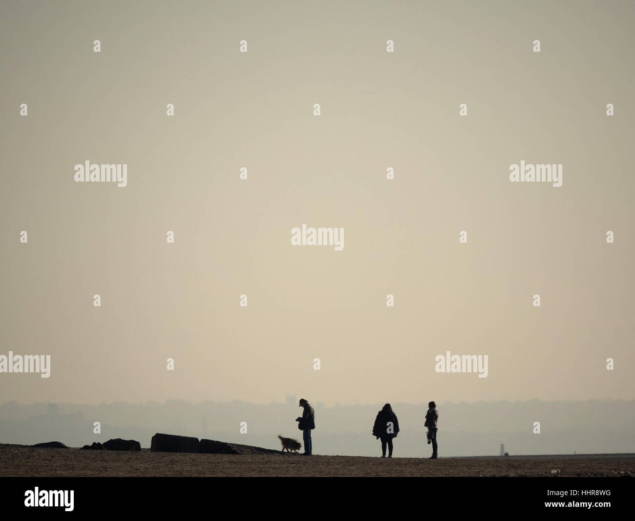 Formby, Merseyside, Regno Unito. Xx gen, 2017. Regno Unito Meteo. Le persone godono di una passeggiata sulla spiaggia in un pomeriggio soleggiato. Credito: Alan Edwards/Alamy Live News Foto Stock