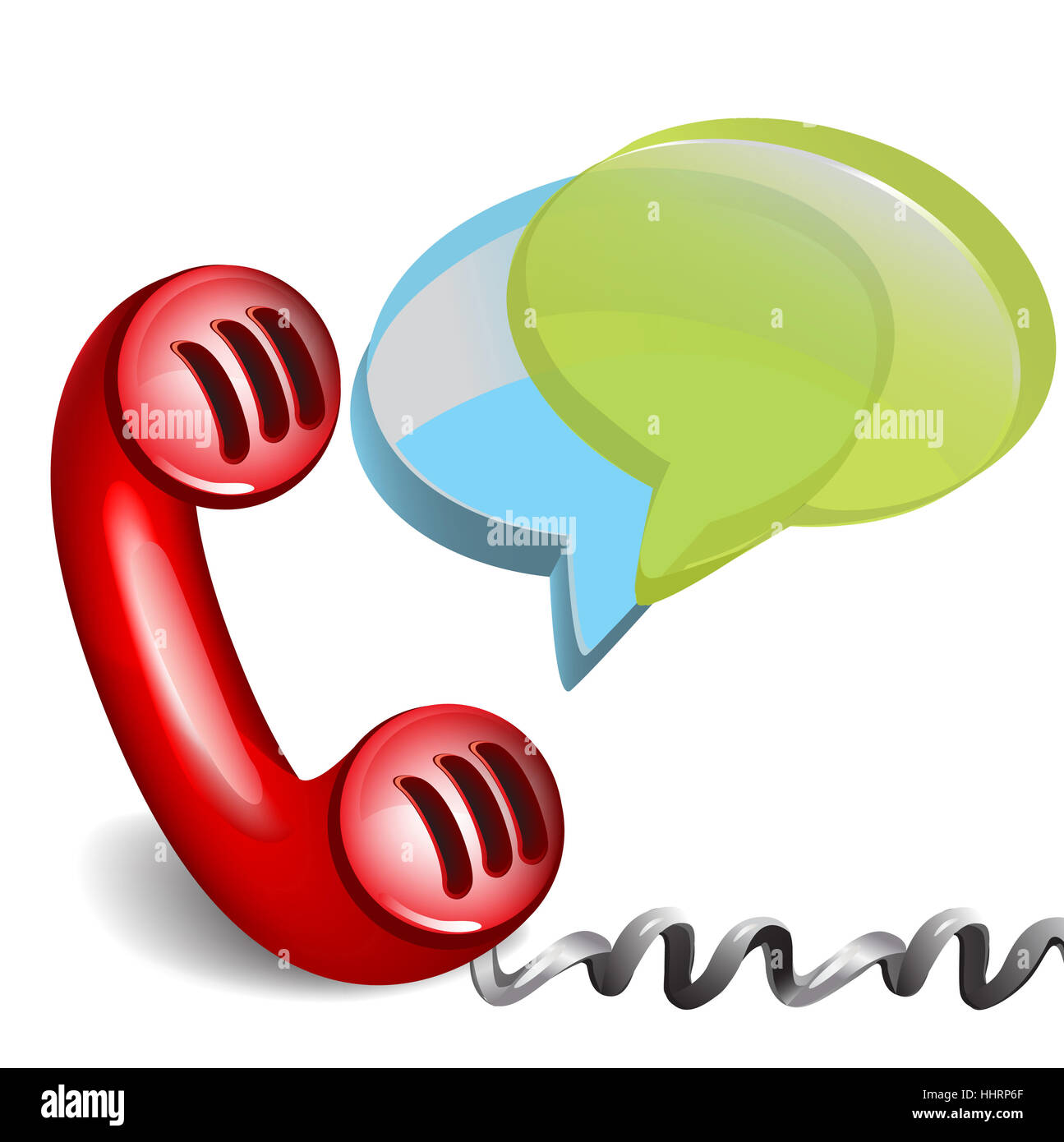 Retro rosso telefono con la finestra di dialogo Caselle di chat isolato Foto Stock