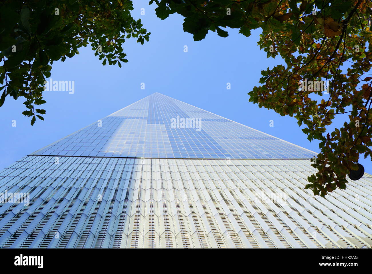 I dettagli architettonici della Freedom Tower, One World Trade Center, il World Trade Center di New York City, NY, STATI UNITI D'AMERICA Foto Stock