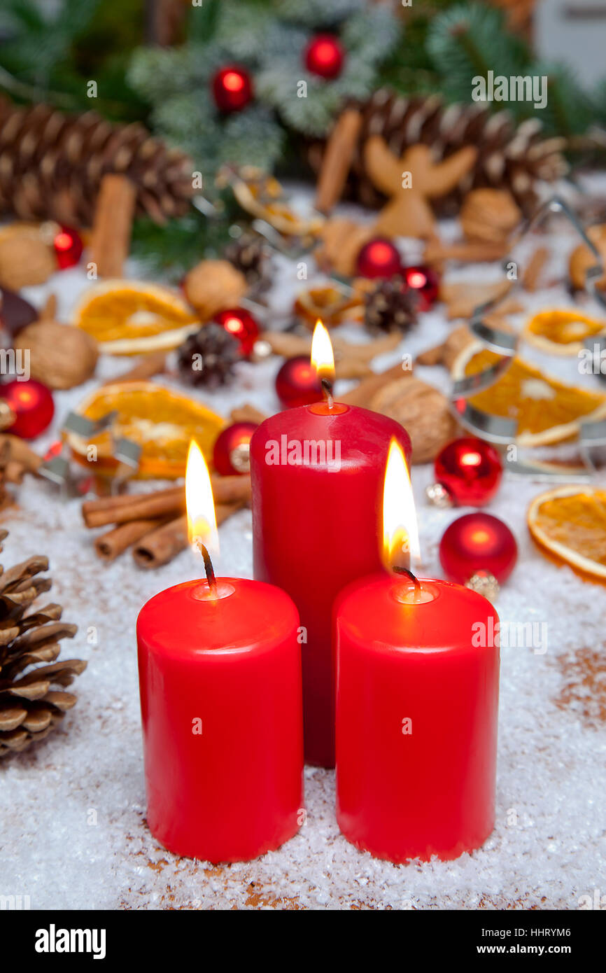 Avvento, candele, tempo di avvento, decorazioni natalizie, sapore, Natale, Foto Stock