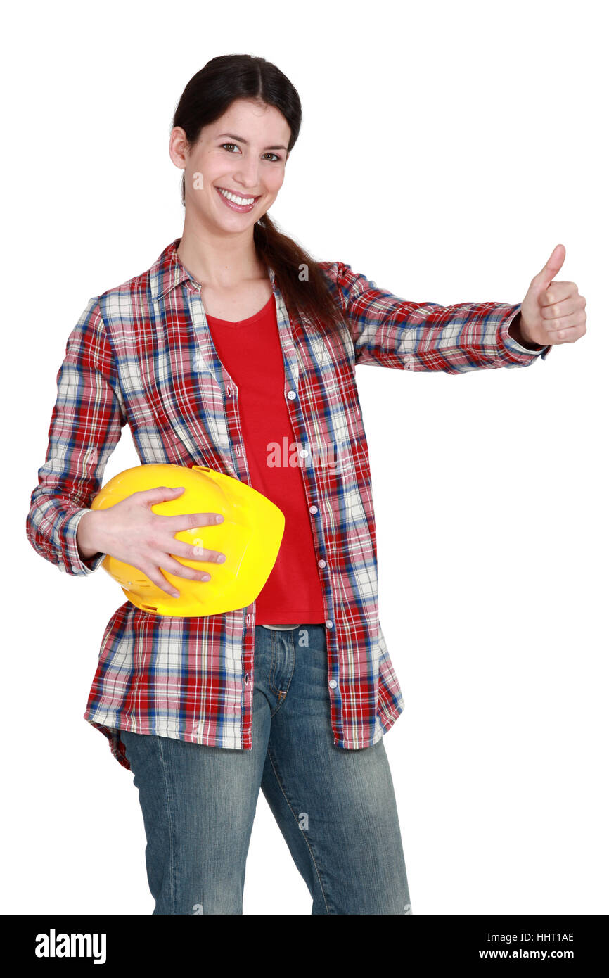 Bella, beauteously, Nizza, marrone, marrone, brunette, architetto, costruttore Foto Stock