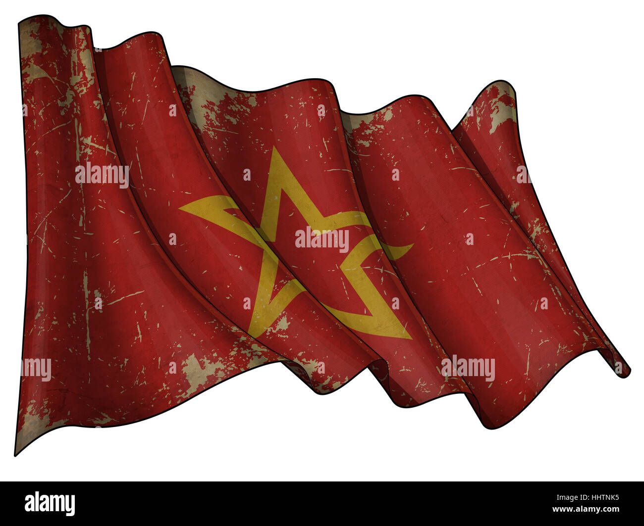 Bandiera, Unione sovietica, militare, rosso, stella, closeup, ruvida, seppia, grano, guerra, Foto Stock