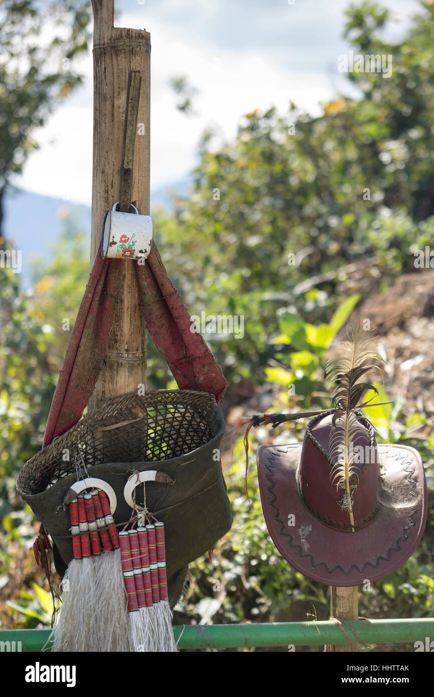 Il Angh la tomba. Villaggio Longwah, Mon distretto, Nagaland, India Foto Stock