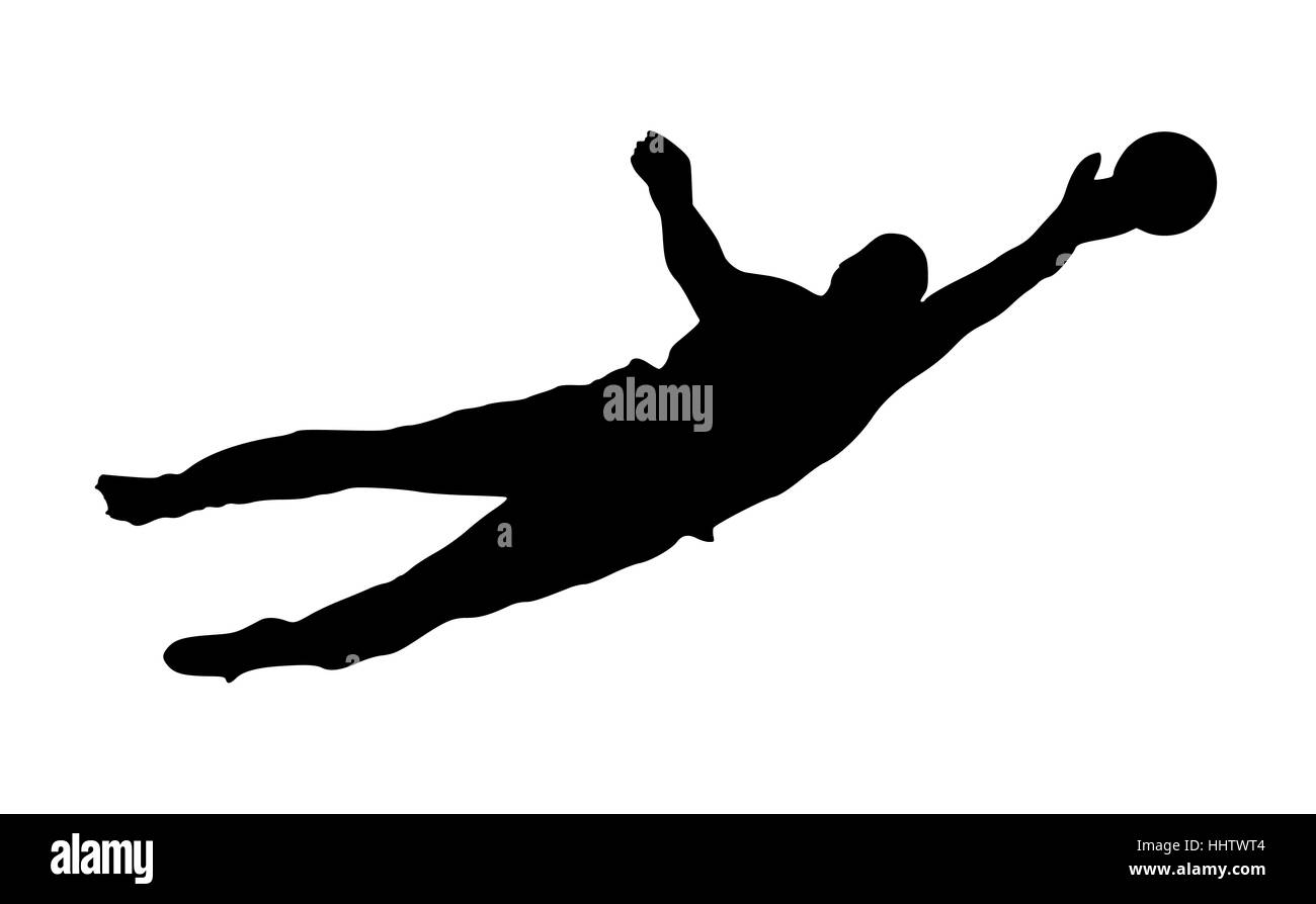 Portiere di calcio hechtsprung Foto Stock