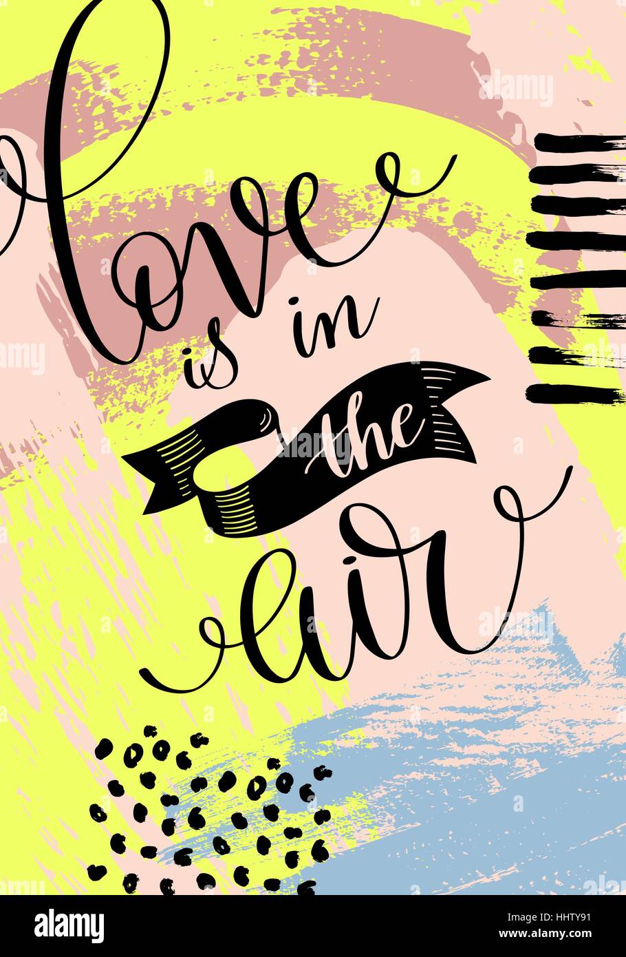 L'amore è nell'aria scritto a mano scritte sulla pittura astratta p Illustrazione Vettoriale