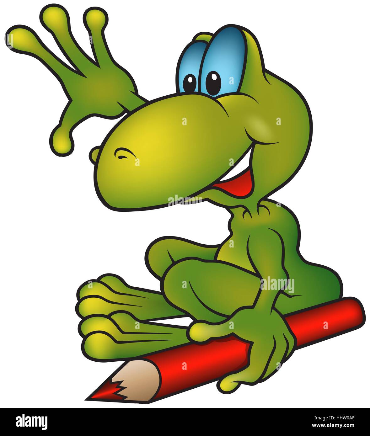 Frog Holding matita rossa Illustrazione Vettoriale
