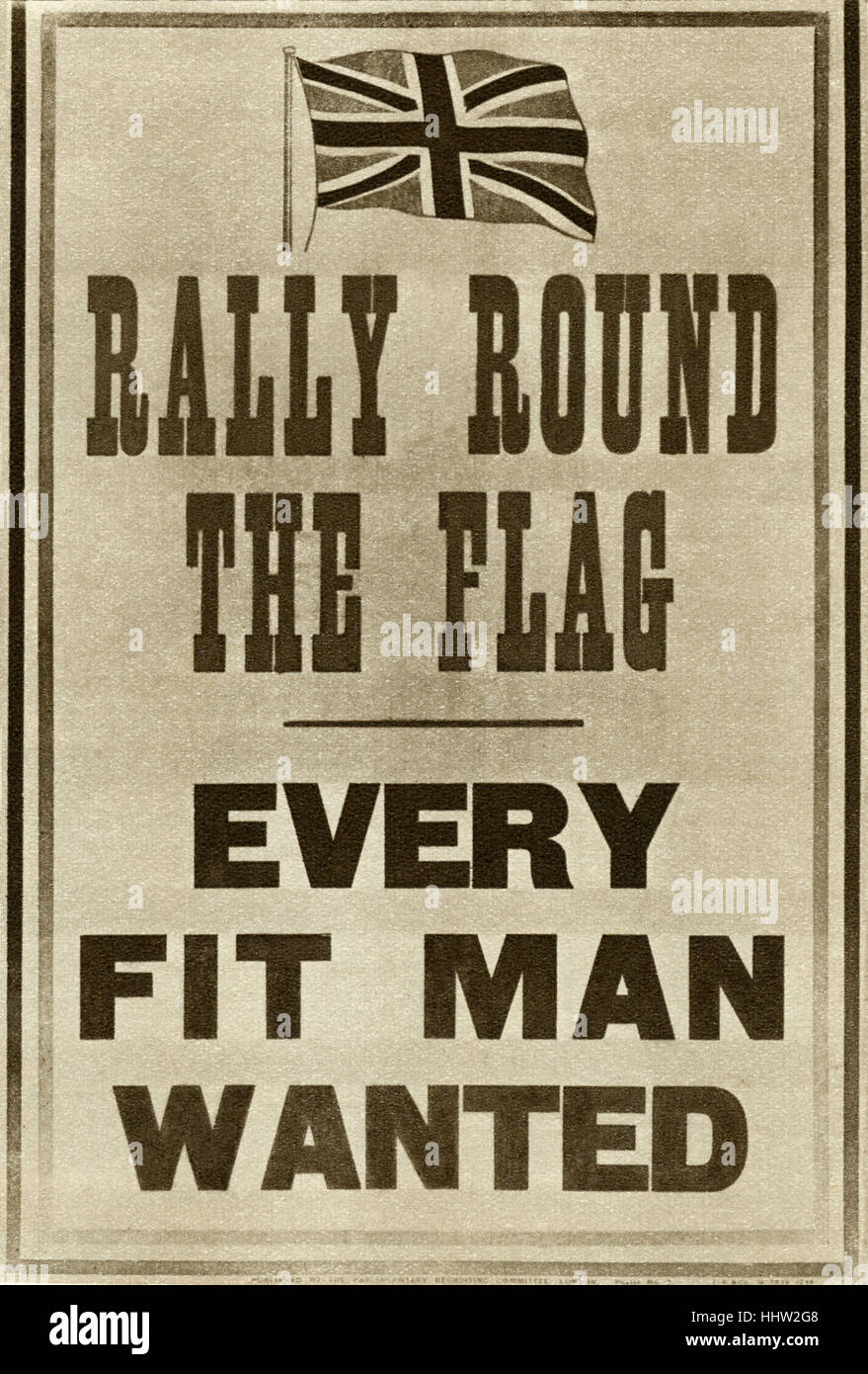Uno dei primi manifesti di reclutamento per l'esercito britannico nella prima guerra mondiale, 1914. Foto Stock